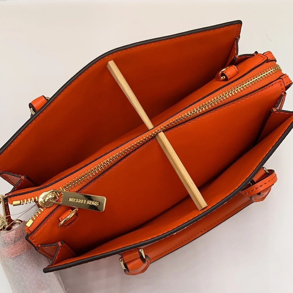 MICHAEL KORS SHEILA SMALL CENTER ZIP SATCHEL/CROSSBODY POPPY COLOR NWT